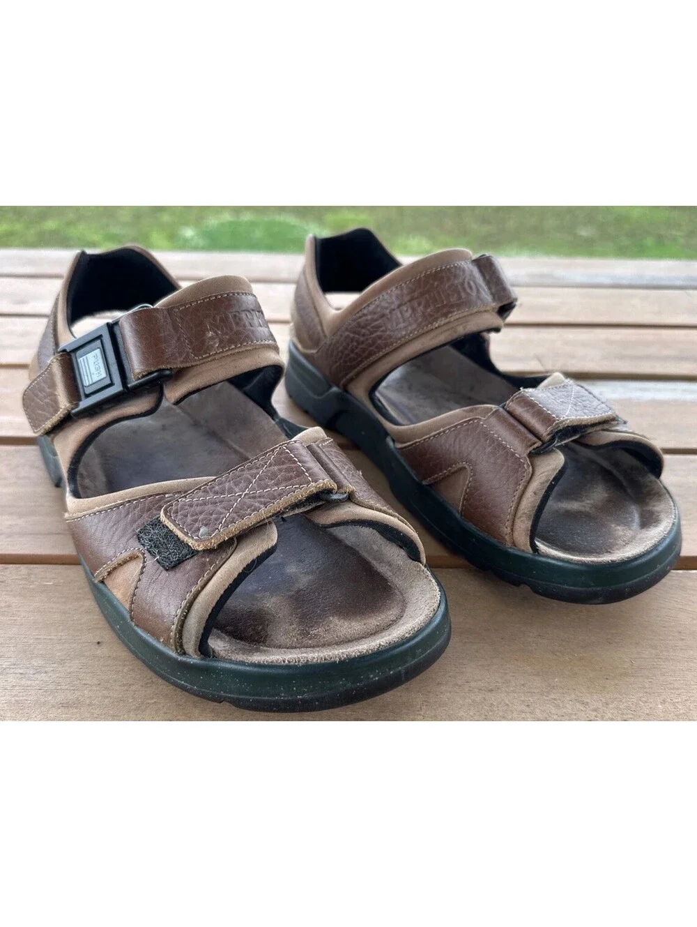 Mephisto Shark Fit Brown Leather Strap Shock Absorber Sandals EUR 41